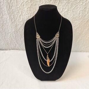 Vintage Women's Necklace Multi Strand Brass Gold Tone Western Retro Boho